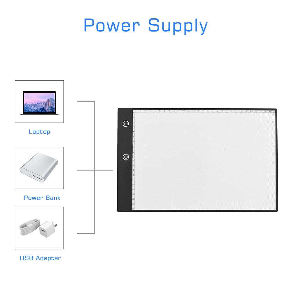 A4 Ultra Thin Light Box LED Artcraft  Eye Protecting Tracing Light Pad with Seperate Scaled Panel Holder Clamp Stepless