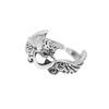 Adjustable Sterling Vintage Heart Wing Ring Men Women Minimalist Retro Boho Jewelry