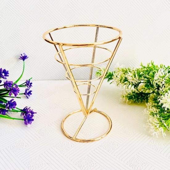Ice Cream Cone Holders Stainless Steel French Fries Stands Food Cone Display Stand for Individual Waffle Pizza Charcuterie Restaurant Party Supplies