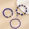 3 Pcs Bohemian Style Turquoise Blue Devils Eye Beaded Anklet for Women
