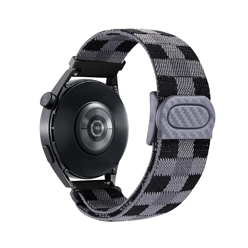 

[SQHYWJ] quick release band 20mm 22mm watch band nylon watch belt Elastic snap closure Smart watch replacement band (plaid gray 20mm)