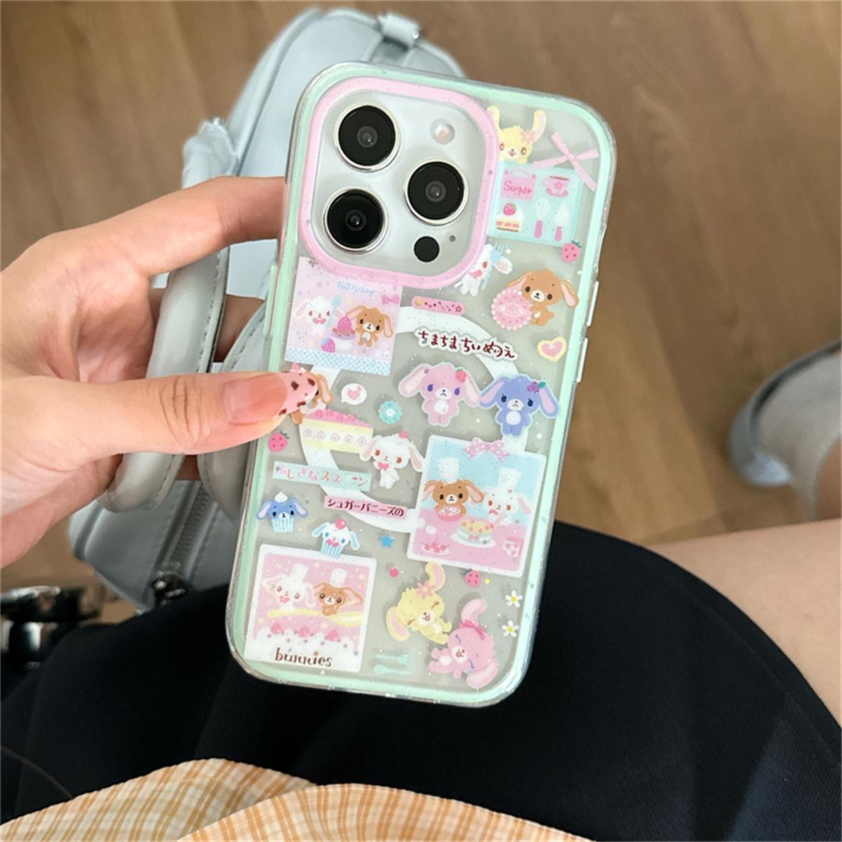 

Kawaii Cartoon Rabbit Magnetic Phone Case For iPhone 16 Pro 15 13 14 Pro Max Cover with Stand Holder For Magsafe Cases Funda For iPhone 14ProMax