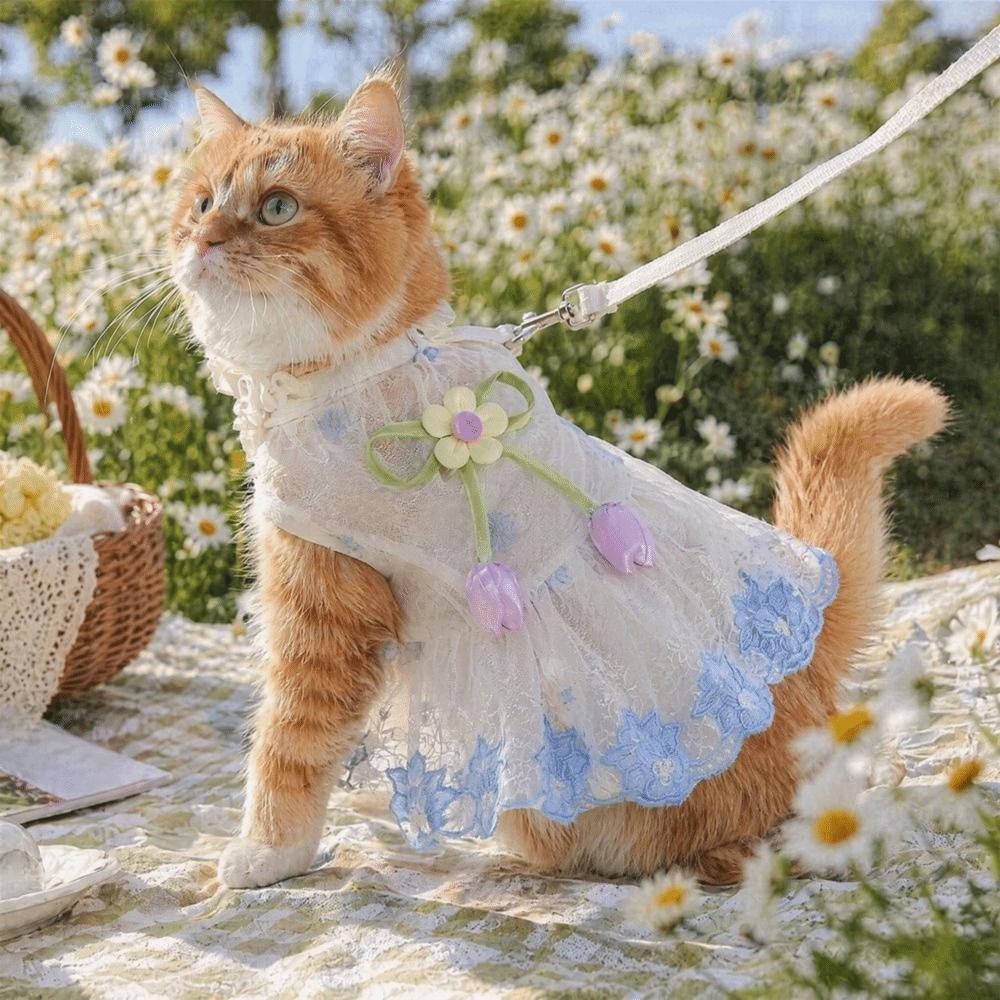 Breathable 3D Flower Pet Dress Lightweight Dog Princess Dress Puppy Summer Clothing Outdoor
