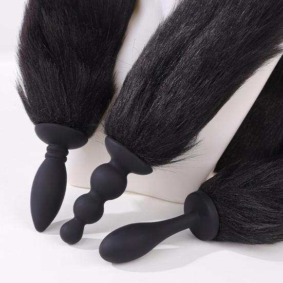 Plush Tail Anal Toy Prostate Stimulation Massager Dildo Silicone Anal Beads Butt Stopper Men Women Couples Adult Sex Toy