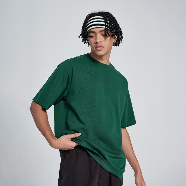 Reebok Fashionable Loose Fit Knit Round Neck Short Sleeve T-Shirt With Letter Print On The Back Unisex T-Shirts Dark-Green 24SRM411UGL1