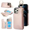 Applicable to iPhone16 mobile phone case, Samsung S24 solid color double buckle ring zipper wallet case A55 anti-drop leather case