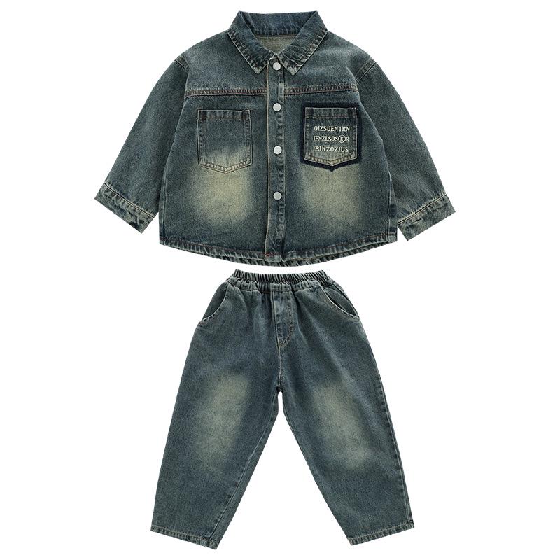 Boys' Denim Streetwear Set - 2025 Spring/Autumn Korean Style Three-Piece for Little Bad Boys