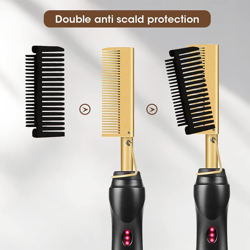 Wet and Dry Electric Heating Copper Comb - Straightening, Perming, Curling Iron Hairdressing Tool
