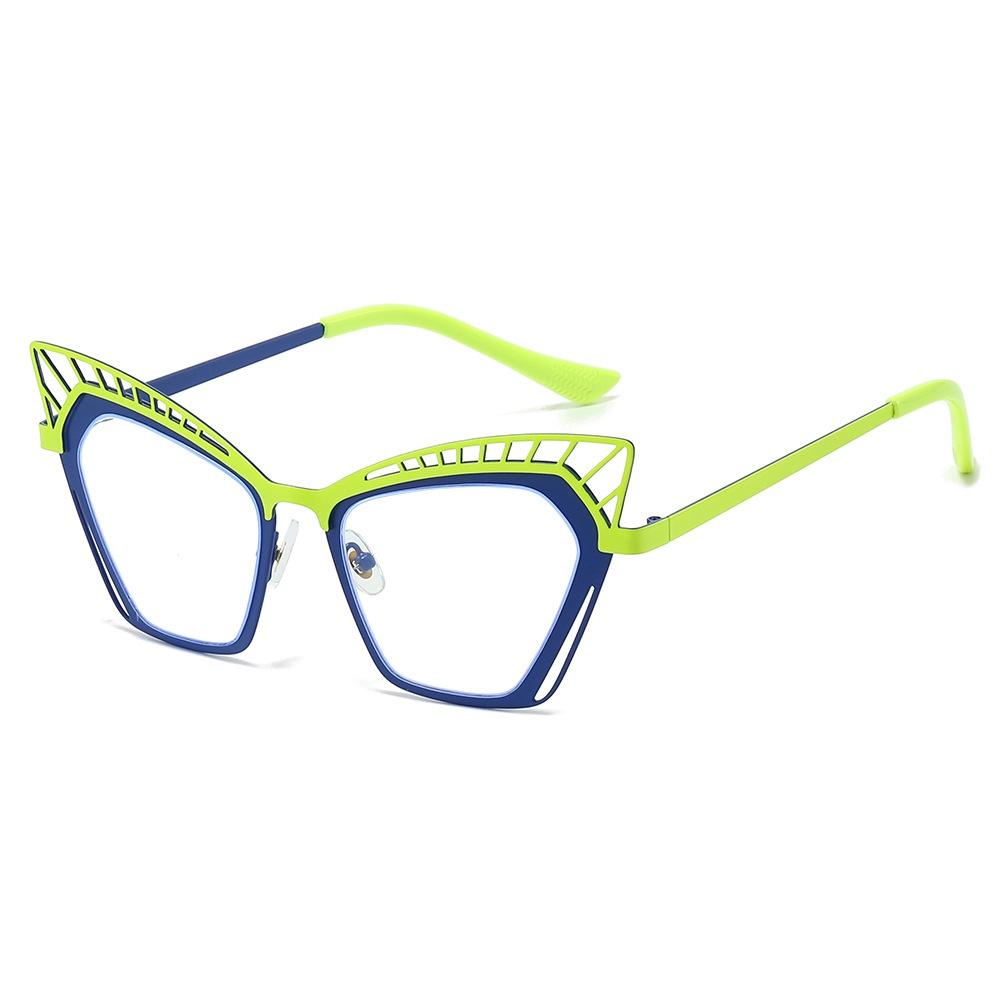 Ins New Anti Blue Light Cat Eye Women Glasses Personality Hollow Splicing Frame Design Simple Trend Men Anti Radiation Glasses