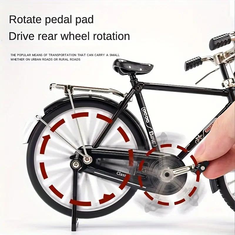 Kit Modelo de Bicicleta Vintage - Conjunto Miniatura de 51 peças com Inflador e Estojo, Liga de Alumínio, Presente de Colecionador e Decoração.