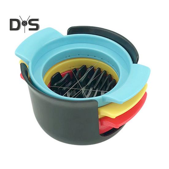 

Удобный инструмент для нарезки яиц с ручкой. Практичные кухонные инструменты из металлической проволоки 3-в-1. Мини-яйцерезка. разноцветный