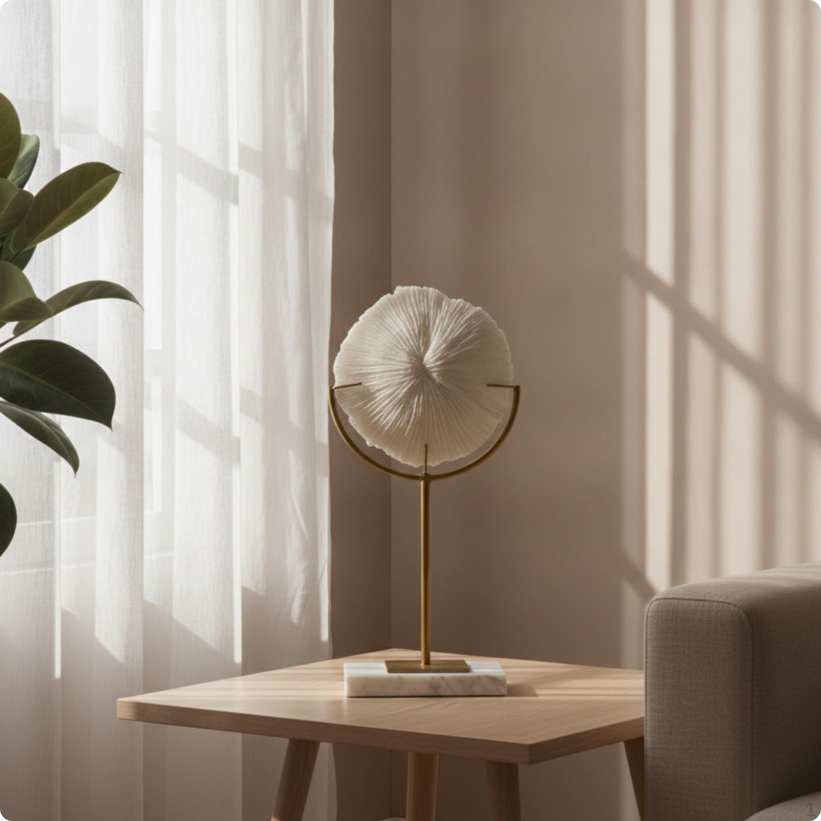 Coral Sculpture with Marble Base Coastal SeaThemed Tabletop Ornament for Living