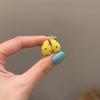 Milk Yellow Polka Dot Dripping Oil Half Circle Earrings Spring And Summer Temperament Small Fresh Stud Earrings For Women