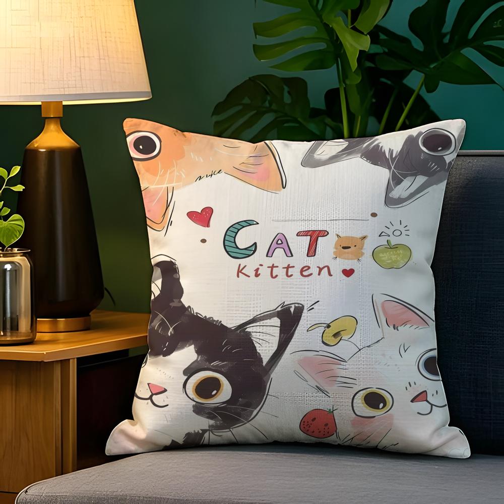 Funny Cute Cat Peeking Out Pillow Case Natural Linen Pillow Case DoubleSided Decor Sofa Pillowcase Home Decor