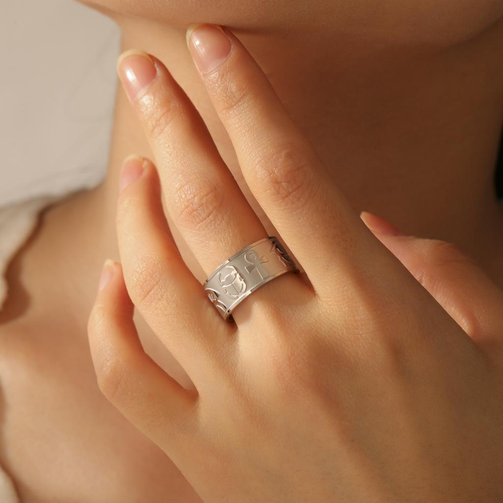 Cazador Vintage Auge des Horus Ankh Kreuz Ring Altes Ägypten Symbol Fingerringe Edelstahl Amulett Schmuck Geschenk für Frauen Männer