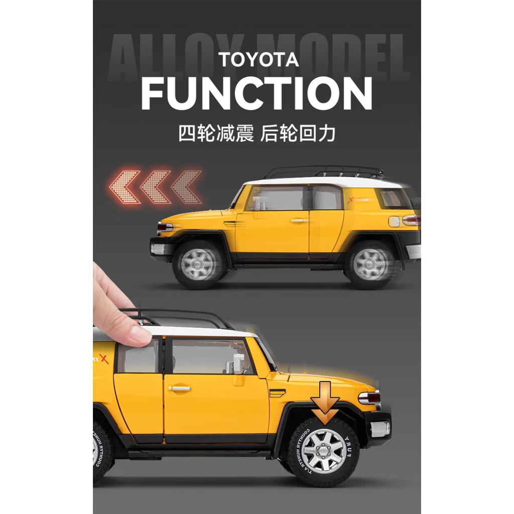 1/24 Toyota FJ Land Cruiser SUV Off Road Toy Car Diecast Metal Alloy Vehicle Miniature Model Collection Gift for Boy Children
