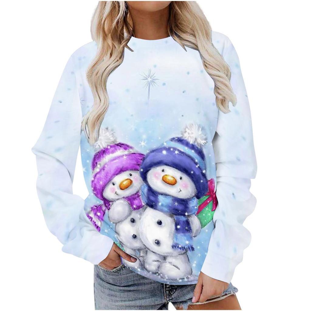 Autumn Christmas 3D Printed Women's Pullover Casual Loose Long Sleeved Top Fashion Hoodie Plus Size Women's Sweatshirt