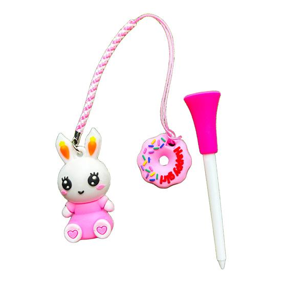 Cartoon Rabbit Golf Tee Hanger Plastic Anti Lost Golf Tee Ring with Strap Loss Prevention Tee Holder with Golf Tee for Men Women