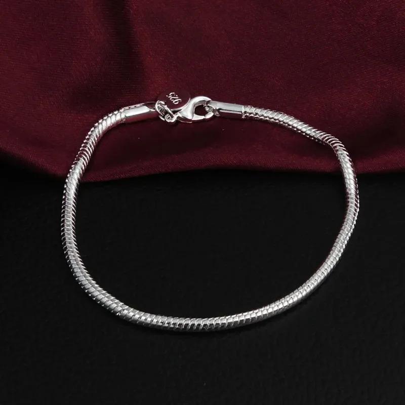 925 Silver 3MM Snake Chain Bracelet For Women Men Unisex Simple Charm Jewelry Gift Wedding Party Fashion