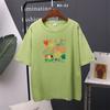 Flower Printed T Shirt Colorful Women Oversized Cotton Summer Tees Soft Female Jumper Top