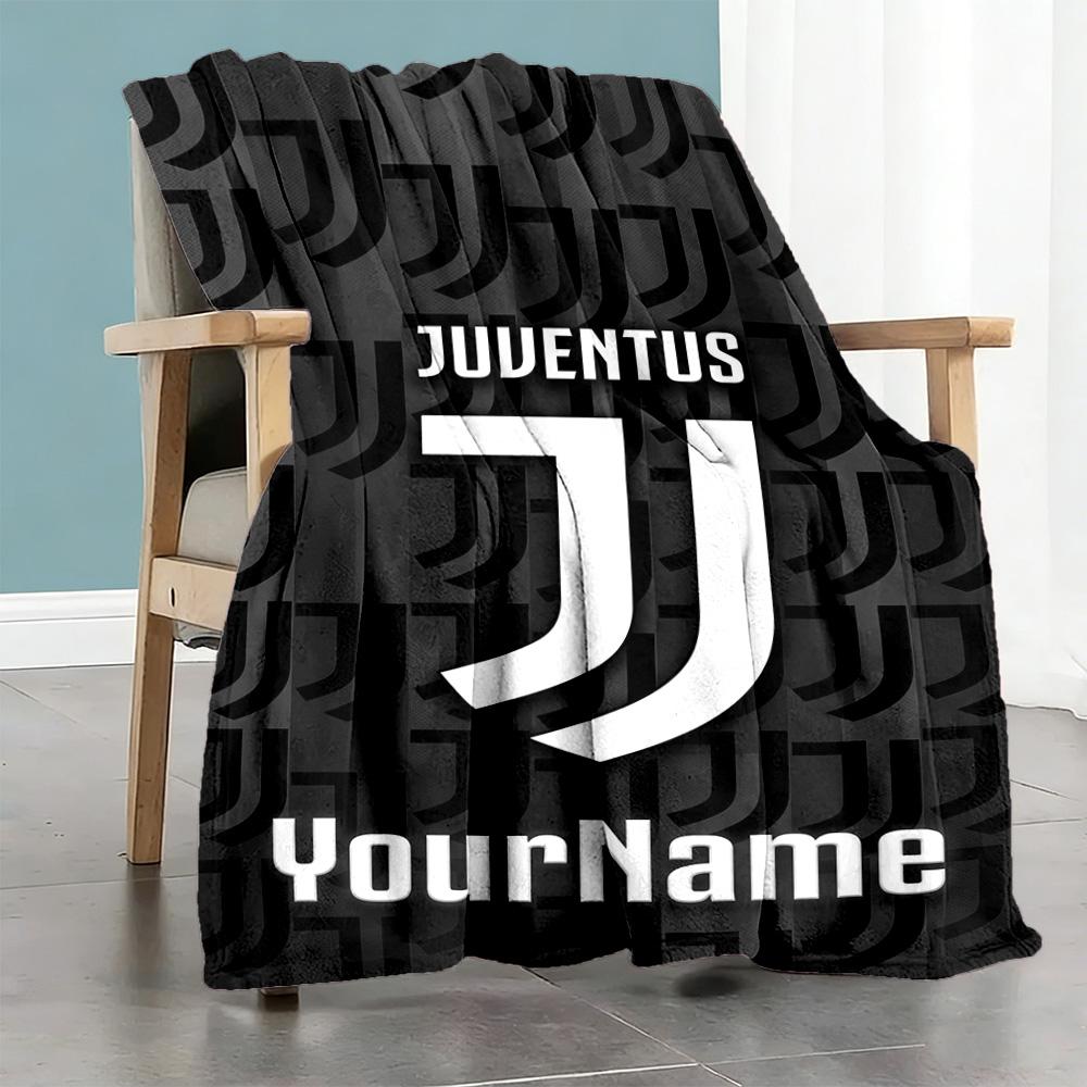 Juventus Customize Your Name Blanket Cozy Personalized Blanket Warmthful Decor Versatile for Chair Office Chair Office Picnics Ideal for All Seasons