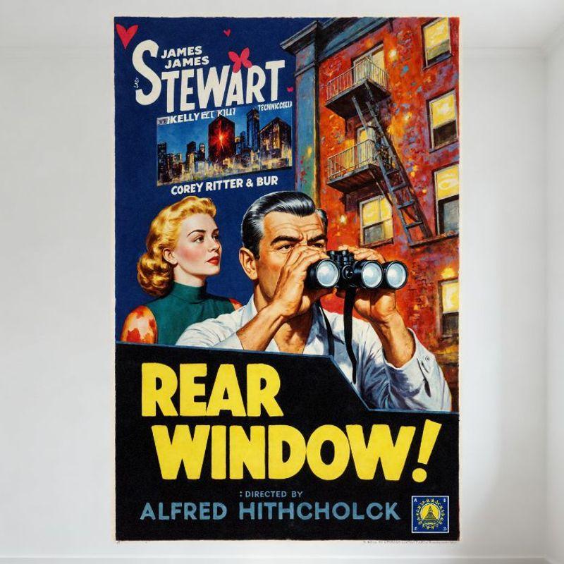 

Vintage Rear Window Movie Poster Metal Tin Sign, Alfred Hitchcock Film James Stewart, Retro Wall Decor for Home Bar Man Cave Caf 20x30cm（7.8x11.8inch）