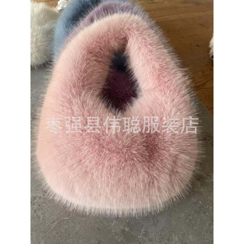 New imitation fox hair Korean version of cute fashion dumpling bag Internet celebrity trend