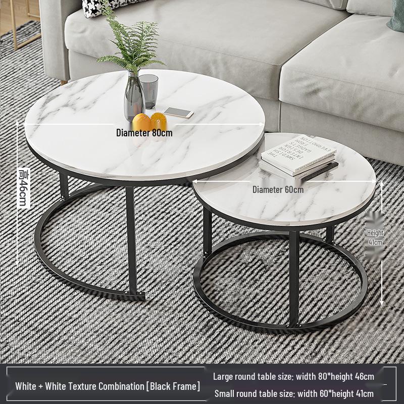 Round Coffee Table for Living Room, Sofa Side Table, Small Apartment or Balcony, Modern Light Luxury Tea Table.
