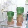 Glass Vase Irregular Splicing of Geometric Blocks Gradient Colored Glass Hydroponics Terrarium Flower Vase Home Decoration