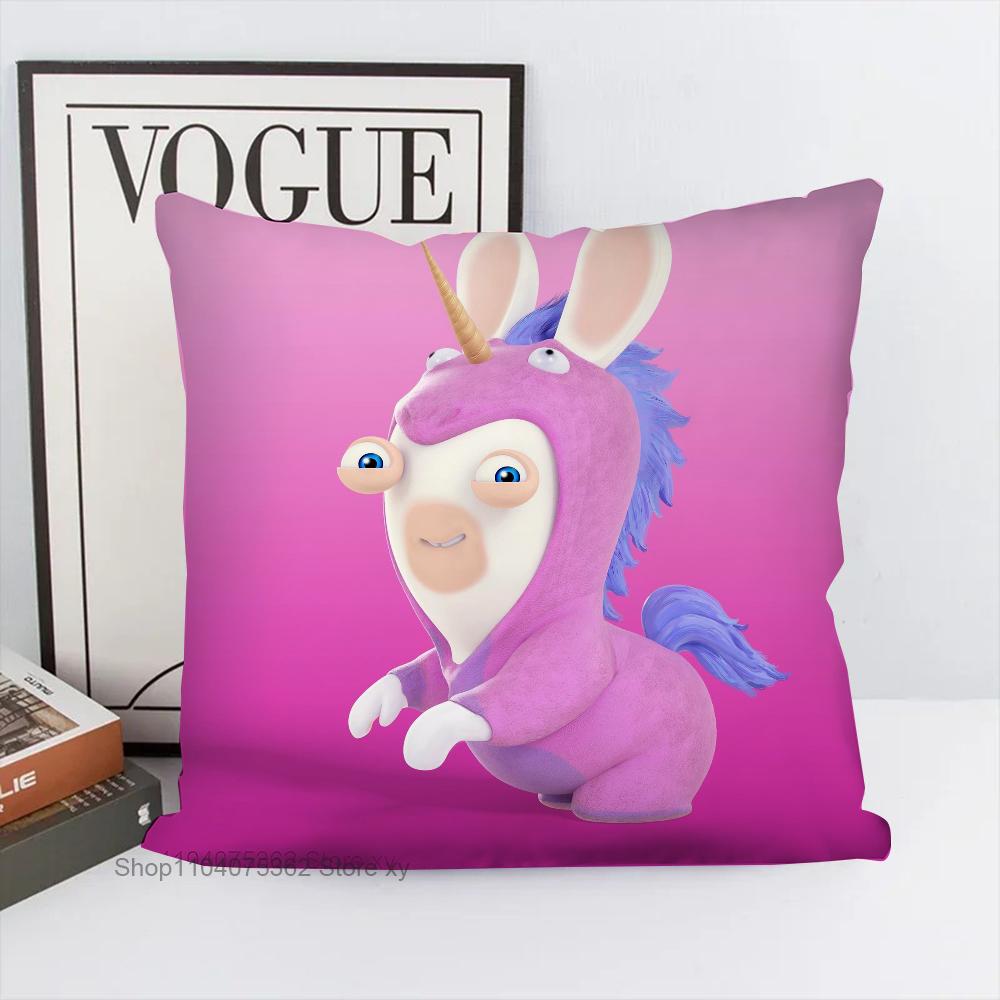 Cartoon Raving Rabbids Spiel Kissenbezug Quadratisches Kissen Schlafzimmer Sofa Freizeit Komfort Kissen Auto Wohnzimmer Heimdekoration