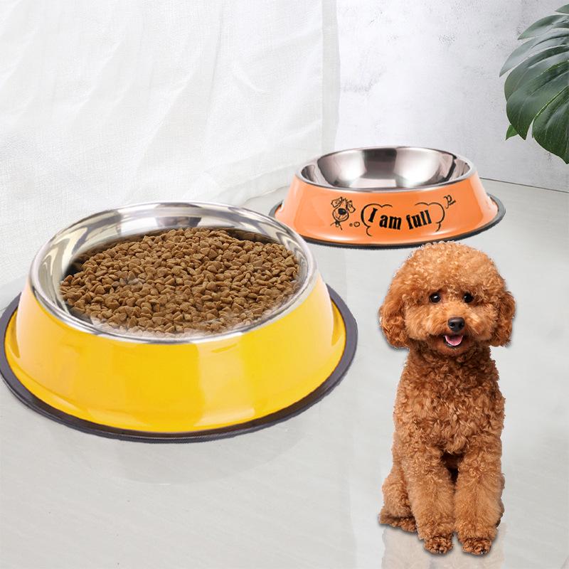 Miska dla zwierząt ze stali nierdzewnej z nadrukiem łapy i zabezpieczeniem przed rozlaniem – odpowiednia dla psów i kotów