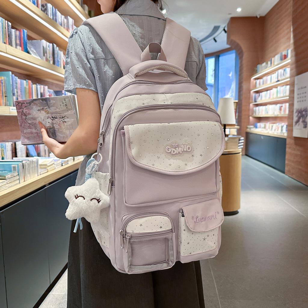 Schoolbag high value Japanese ins wind backpack female student large capacity cute pain bag lightweight schoolbag multi-layer backpack