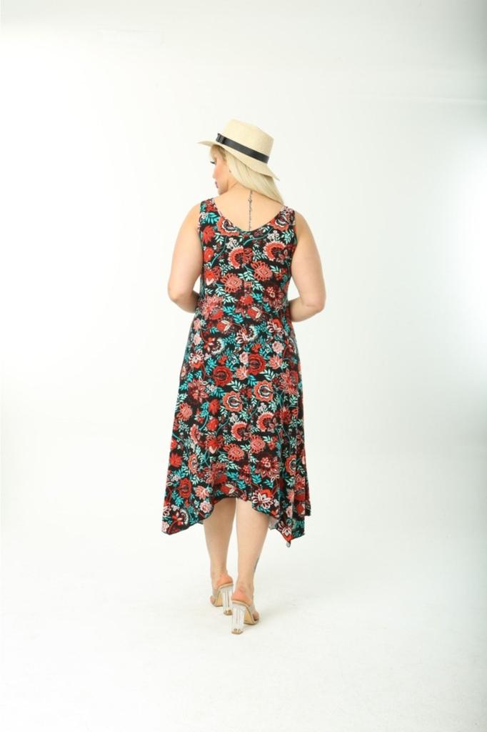 Damen Große Größe Kleid Sommer Träger Baumwolle Asymmetrischer Schnitt Übergröße Kleid