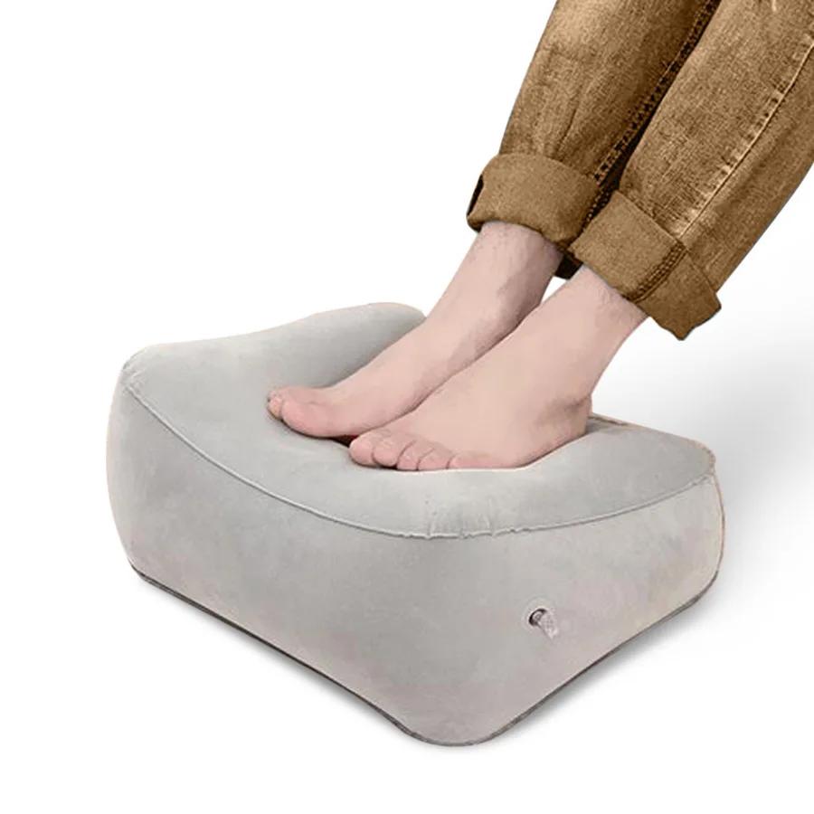 1Pc Gray Inflatable Footrest Pillow Pvc Foot Rest Air Pillow Cushion For Travel Office Home Leg Relaxing Feet Tools Under Desk