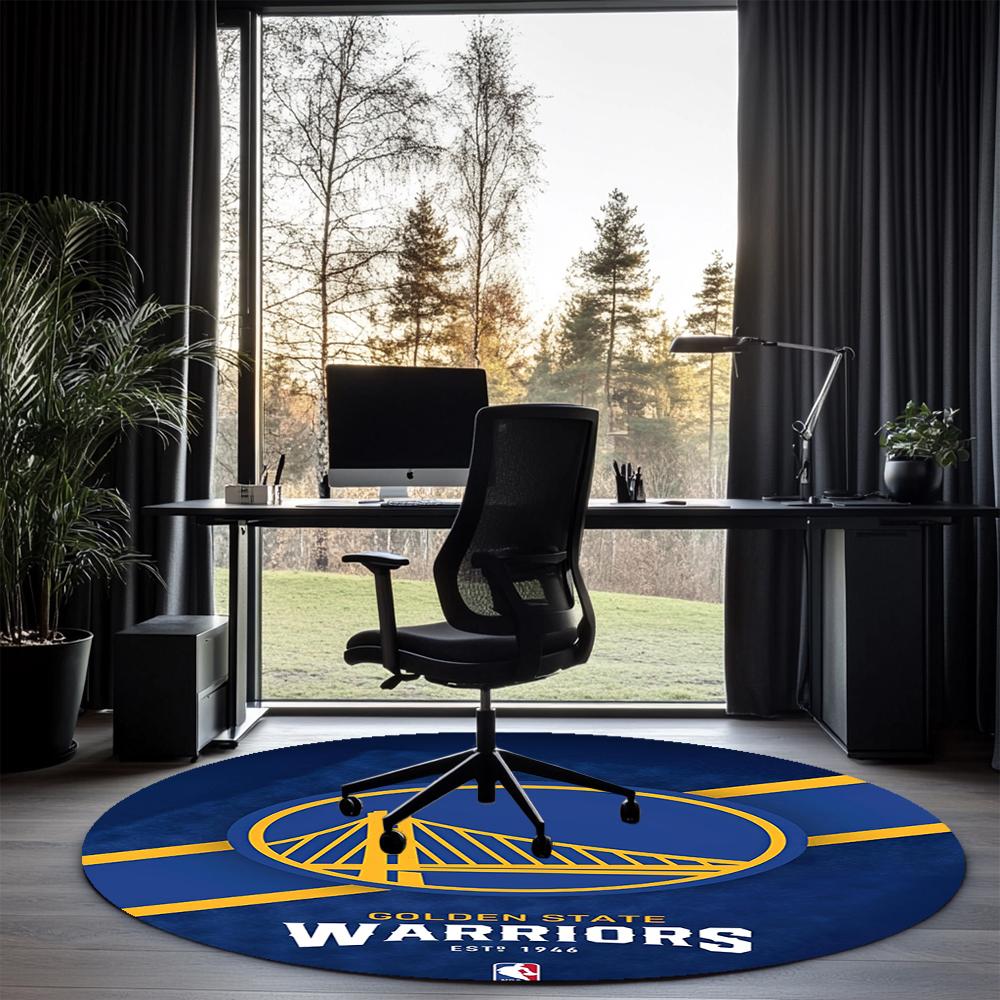 Warriors Printed Round Rug Carpet Chair Rug Area Rug Entryway Doormats,for Office Chair Living Room Bedroom Kitchen Room.