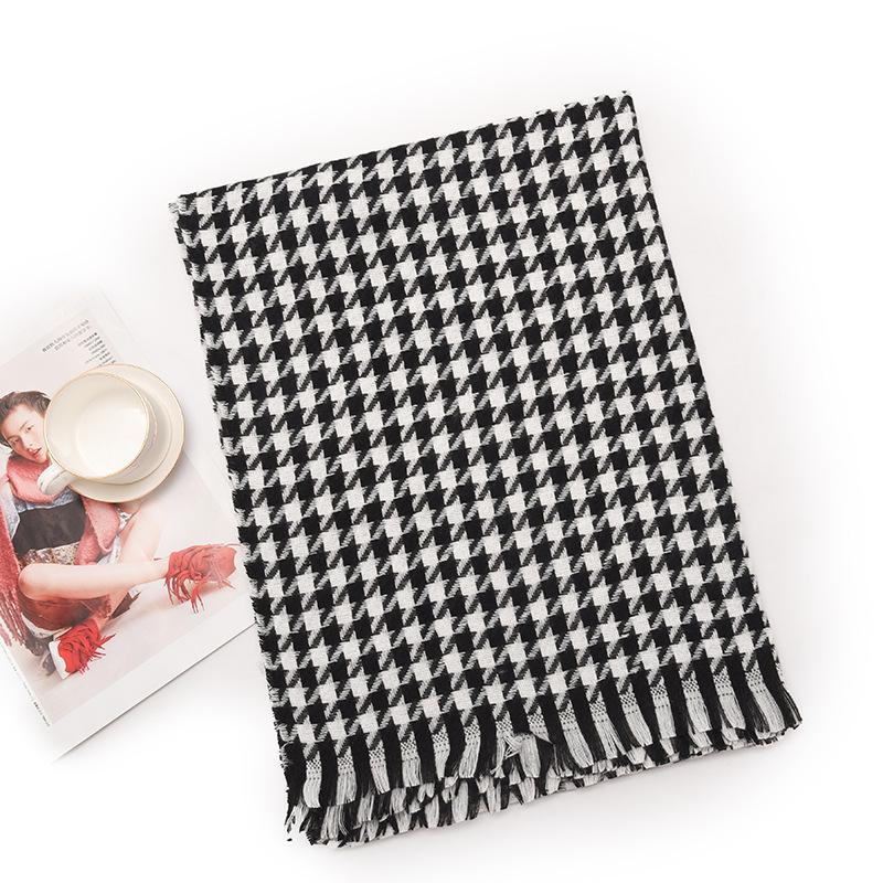 Qiandongge Skjerf Dameskjerf Varmt Skjerf Hals Kasjmirkjerf Rutete Tykt Skjerf Vintereksplosjon