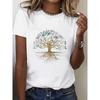 Plus Size Women's Tree of Life Print, Casual Round Neck Short Sleeve T-shirt