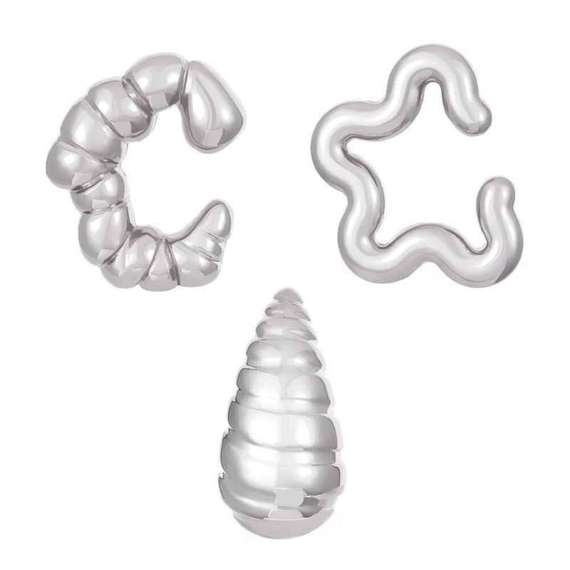 

Fashion Fashion Exaggerated C- Shaped Ear Clip Water Drop Texture Earings Set Non-Piercing Ear Clip Stylish Cross-Border Earrings 05 White K N-801