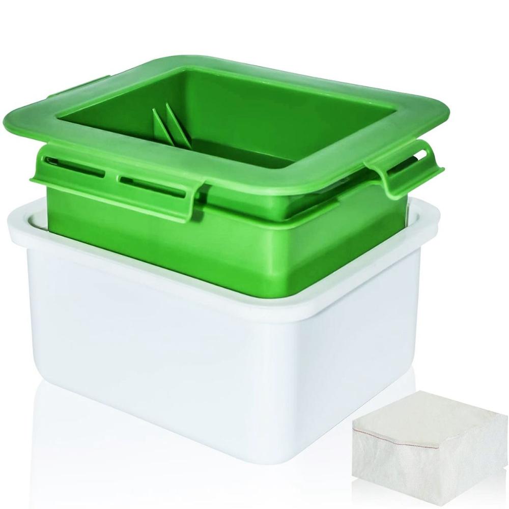 

Kitchen Built-in Drainage Homemade DIY Tofu Press Drainer Tofe Maker Water Removing Tool белый/зелёный