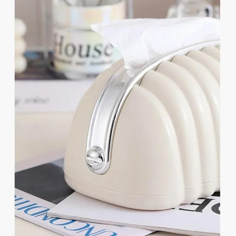 Household Spring Napkin Box with Shell Shape Smooth Extraction Modern Style Tissue Holder Suitable for Living Room Decoration