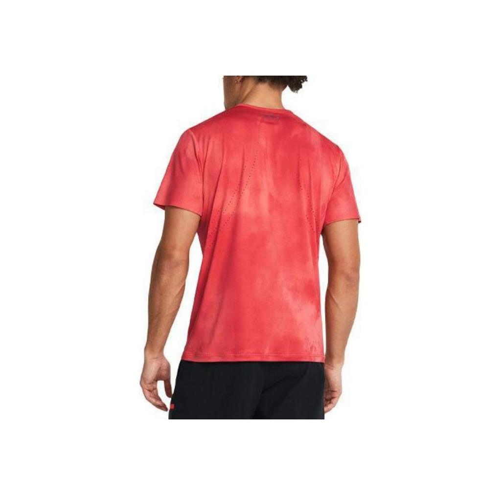 Under Armour UA Vanish Elite Logo Tie-Dye Print Breathable Crew Neck Training T-Shirt Men Tops Red 1383669-814