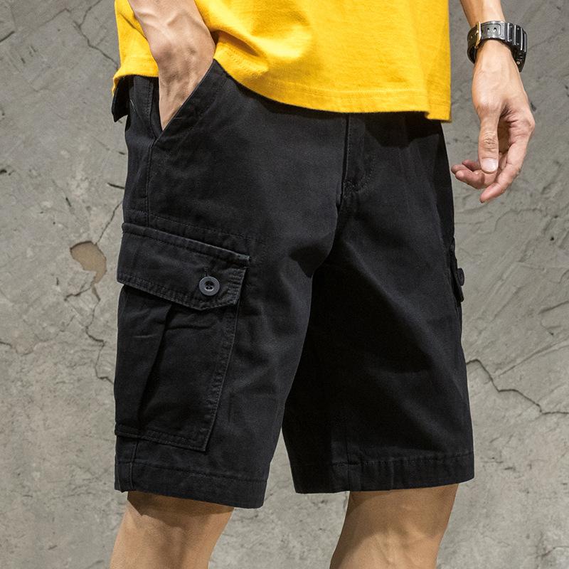 Summer Men Fashion Pockets Cargo Shorts Loose Solid Casual Five Point Pants