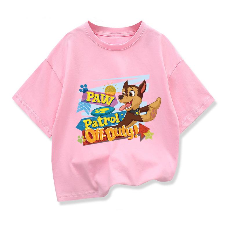 Paw Patrol 2025 New Kids Cartoon Short Sleeve T Shirt Boys Summer Clothes Tee Shirts Children Loose Thin Knit Clothes