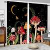 2 Pcs Mushroom Grass Print Curtains,suitable for Bedroom,living Room Kitchen Decoration,home Decoration,window Decoration