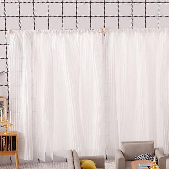 Miniature Curtains Doll Mansion White Window Shades 1:12 Scale Miniature Pleated Curtains with Rod for Dolls Bedroom Accessories