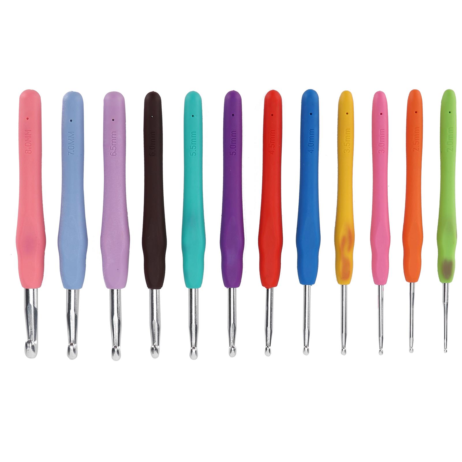 

12 шт. Крючки для вязания Спицы Мягкая резиновая ручка Разные размеры Набор спиц для вязания для начинающих Опытных