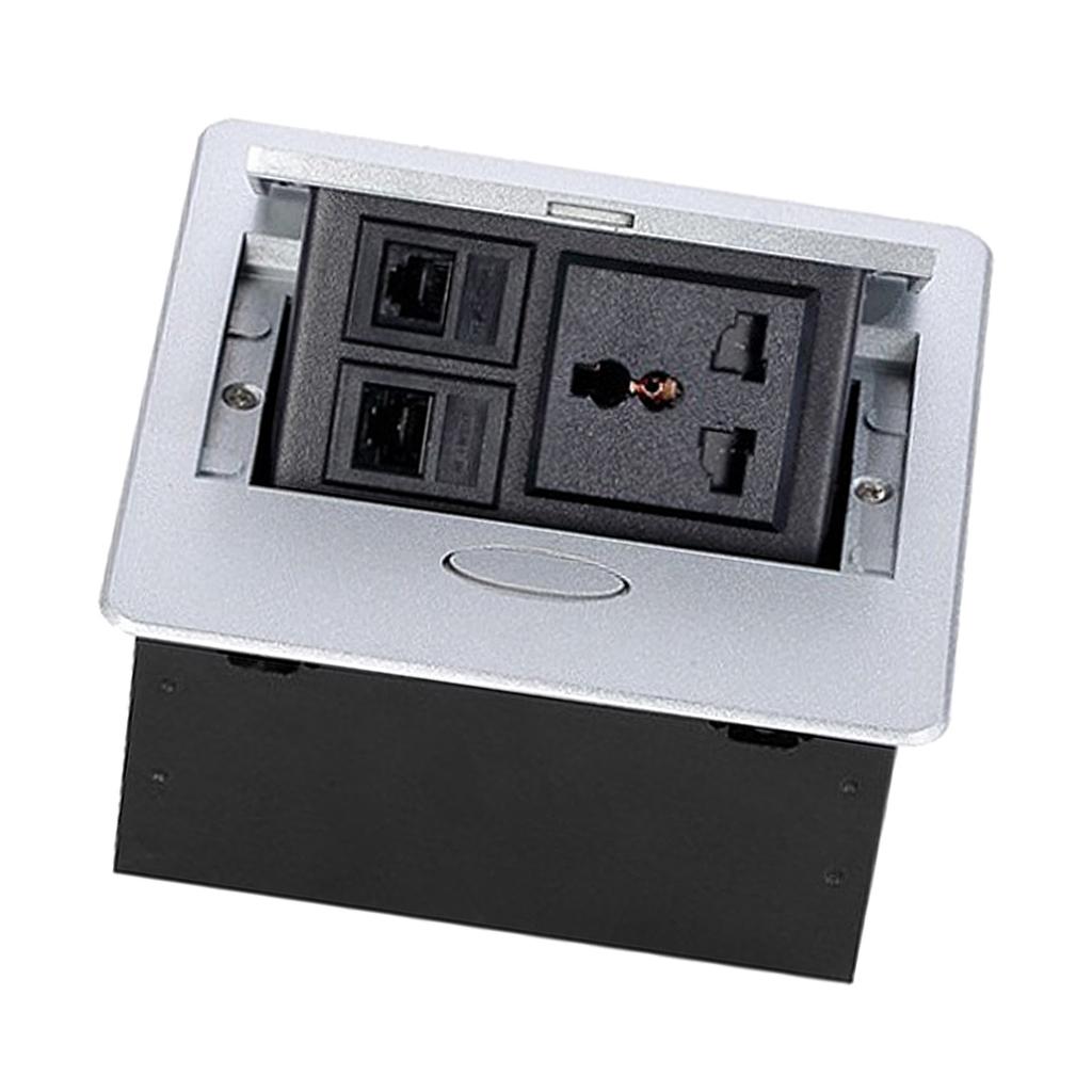 Table Connection Box Conference Room Countertop Desktop Socket Electrical Outlet Strip With 2 Networ
