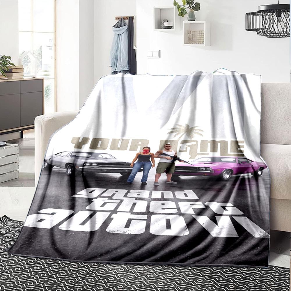 Grand Theft Auto Personalized Text Blanket Throw Personalized Blanket Comfortable Throw For Office Office Chair Couch Home Decor for All Occasions