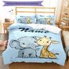 3pcs Custom Name Elephant Giraffe Bedding Set Duvet Cover Closure Includes 1 Duvet Cover & 2 Pillowcases, Soft and Comfortable for All Seasons.