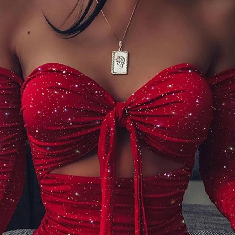 Nová dámská móda Sexy třpytivé mini šaty s štíhlými rameny Bodycon šaty Trendy společenské šaty do nočního klubu